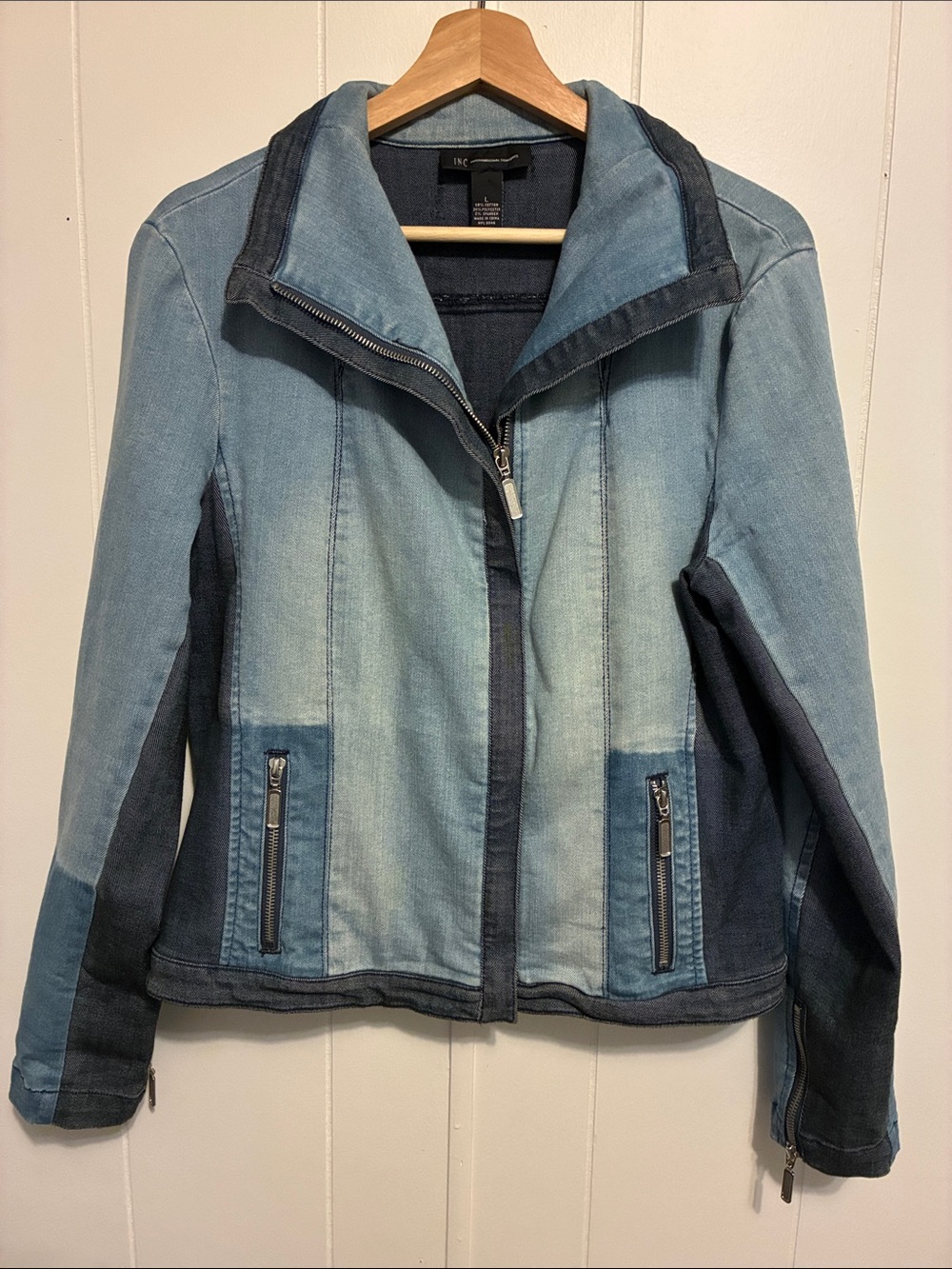 INC International Concepts Two-Tone Blue Jean Jacket